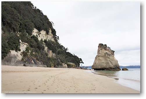 sandstrand auf der nordseite der cathedral cove im cathedral cove recreation reserve