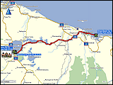 wegstrecke und hoehenprofil der fahrt von ohope beach nach rotorua