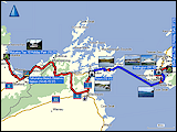 karten und hoehenprofil der fahrt von wellington (nordinsel) nach motueka (suedinsel)