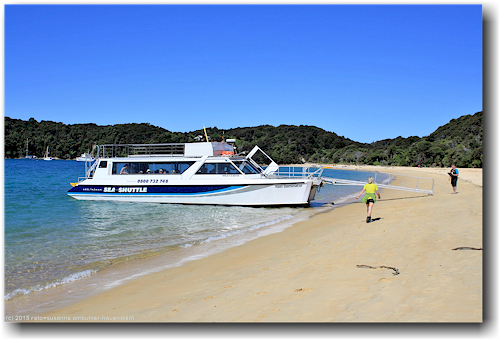 sea shuttle am strand bei the anchorage im abel tasman national park