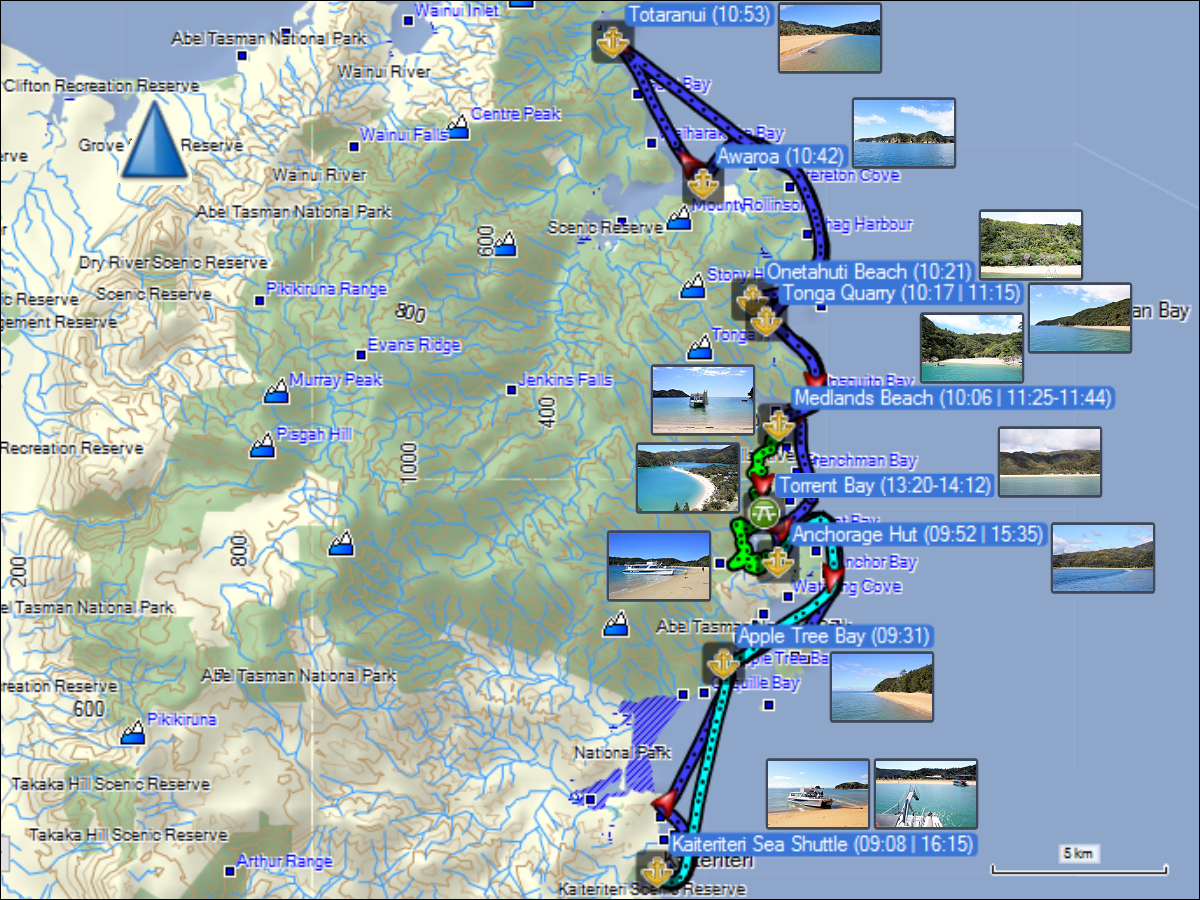 wegstrecken mit sea shuttle und wanderung auf dem coast track