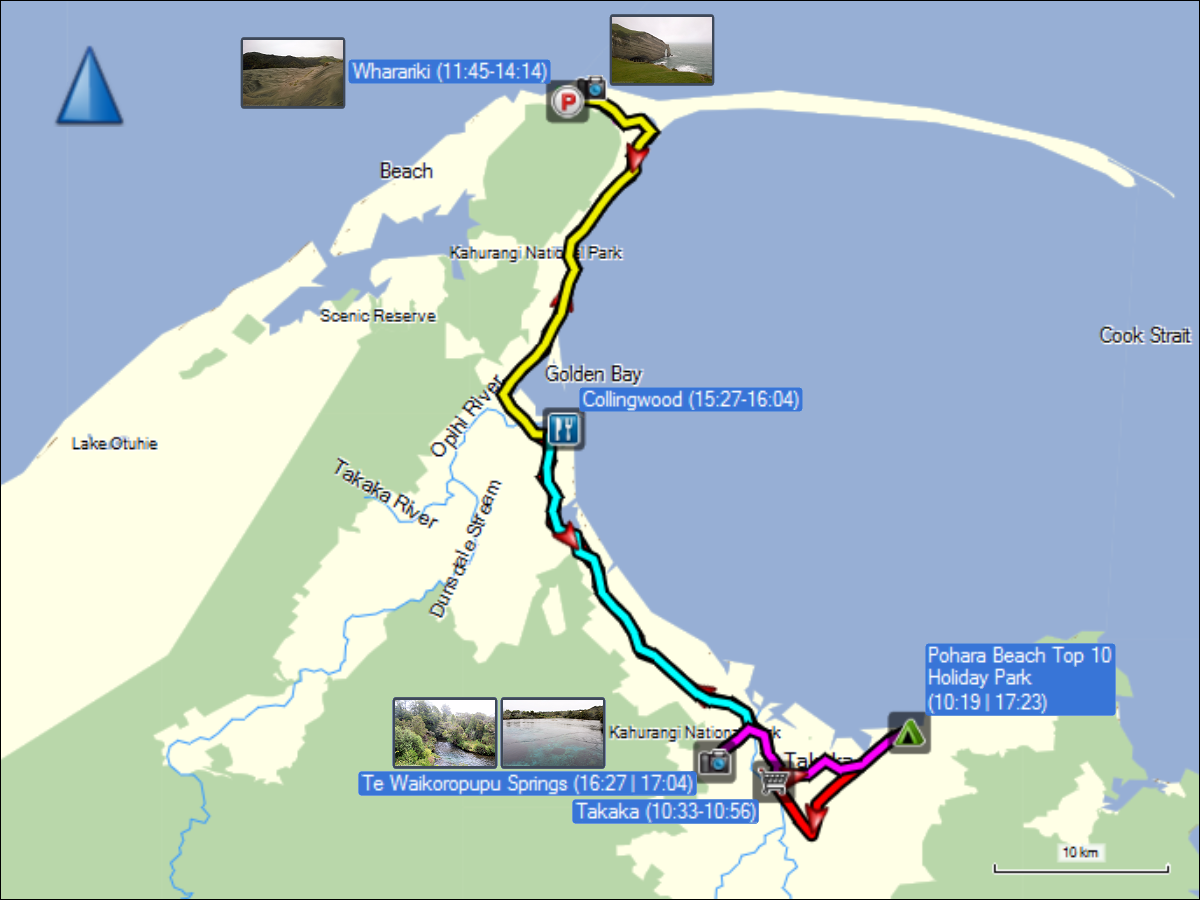 wegstrecke der fahrt von pohara nach wharariki und zurueck