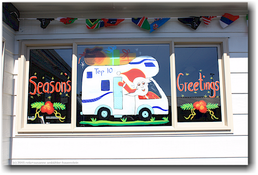 seasons greeting beim empfang des kaikoura top 10 holiday park