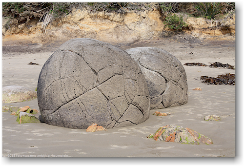 moeraki boulders - rollsteine an der koekohe beach an der otago kueste