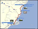 karte und hoehenprofil der fahrt von oamaru nach dunedin und fahrten in dunedin