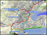 karte der fahrten und walks in dunedin