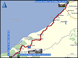 karten und hoehenprofile der fahrt von fox glacier nach greymouth und der wanderung beim franz josef glacier