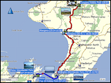 karte und hoehenprofil der fahrt von picton via wellington nach tongariro