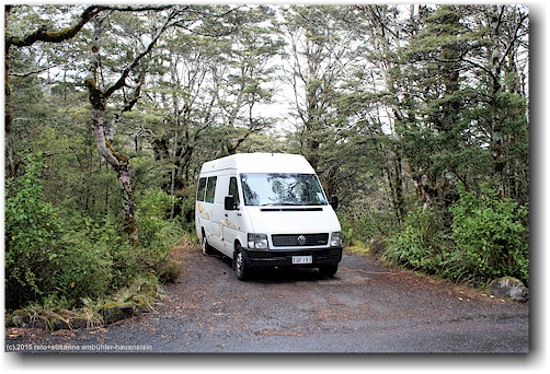 unser campervan auf dem whakapapa campground