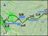 karten und hoehenprofile der fahrt von tongariro nach whakapapa village und der wanderung von whakapapa village zum upper tama lake und zurueck