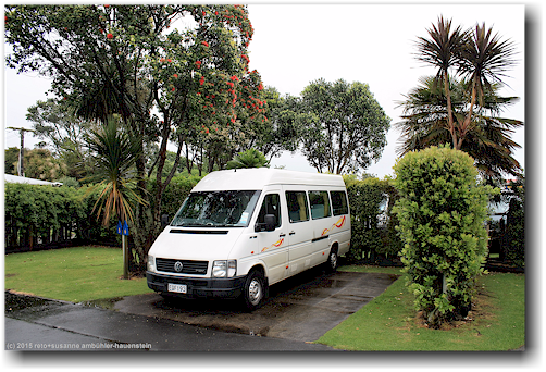 unser campervan auf dem new plymouth top 10 holiday park