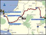 karte und hoehenprofil der fahrt von whakapapa village nach new plymouth