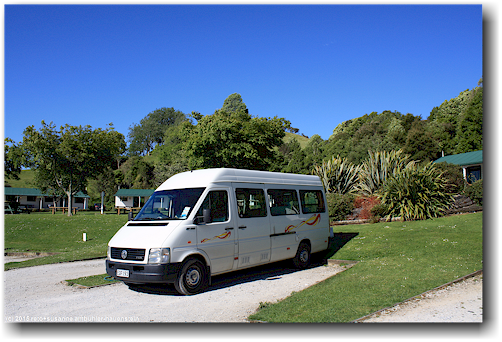 unser campervan auf dem waitomo top 10 holiday park