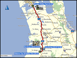 karten und hoehenprofil fahrt von waitomo nach manukau und ins ortszentrum