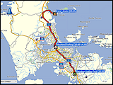 karte und hoehenprofil der fahrt von manukau via auckland nach whangapaoro
