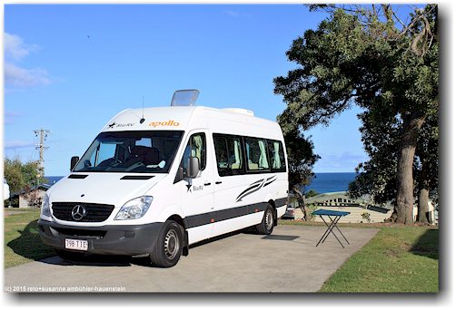 unser campervan auf dem campingplatz apollo bay pisces big4