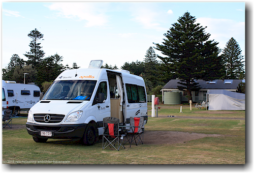 unser campervan auf dem sydney lakeside holiday park big4