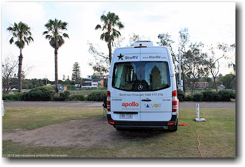 unser campervan auf dem sydney lakeside holiday park big4