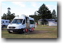 unser campervan auf dem sydney lakeside holiday park big4
