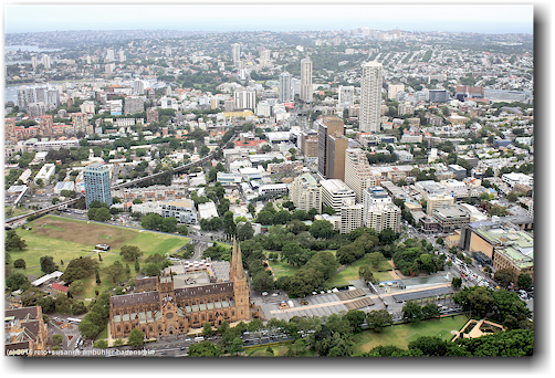 blick vom sydney tower eye richtung osten zur st. mary's cathedral