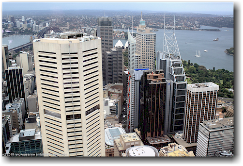 blick vom sydney tower eye richtung norden zum opera house