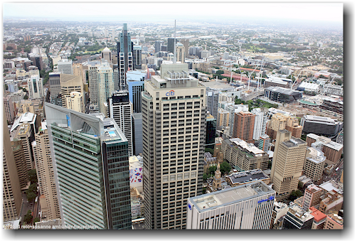 blick vom sydney tower eye richtung sueden zur town hall