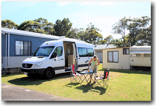 fruehstueck auf dem campingplatz huskisson tourist park
