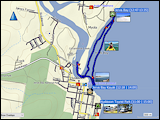 karten mit wegstrecken der kajka-tour in der jervis bay und einem spaziergang bei huskisson