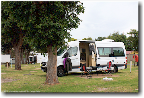 unser campervan auf dem waters edge holiday park big4 in lakes entrance