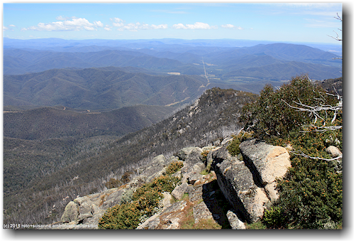 blick in den mount buffalo national park vom aussichtspunkt am fuss von "the horn"