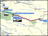 karten und hoehenprofile der fahrt in gaellivare sowie von gaellivare nach stora sjoefallets, weiter nach ritsem und zurueck zum campingplatz stora sjoefallets sowie der wanderung bei ritsem