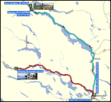 karte und hoehenprofil der fahrt vom stora sjoefallets nationalpark via naturum und jokkmokk nach arrenjarka,