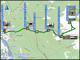 karten und hoehenprofile der fahrten vom camping arrenjarka zum parkplatz bei der fjaellstation kvikkjokk und zurueck sowie der wanderung auf den sjnjerak