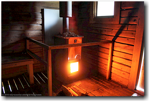 sauna mit holzofen auf dem campingplatz gielas in arvidsjaur