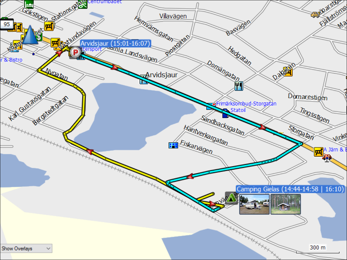 wegstrecken der fahrten in arvidsjaur