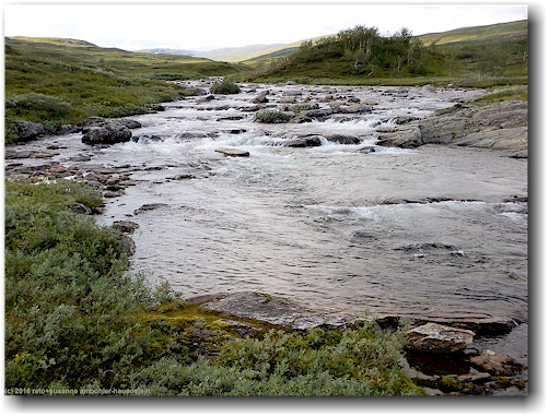 blick flussaufwaerts von der haengebruecke ueber den voehpejohke bei der syterstugan