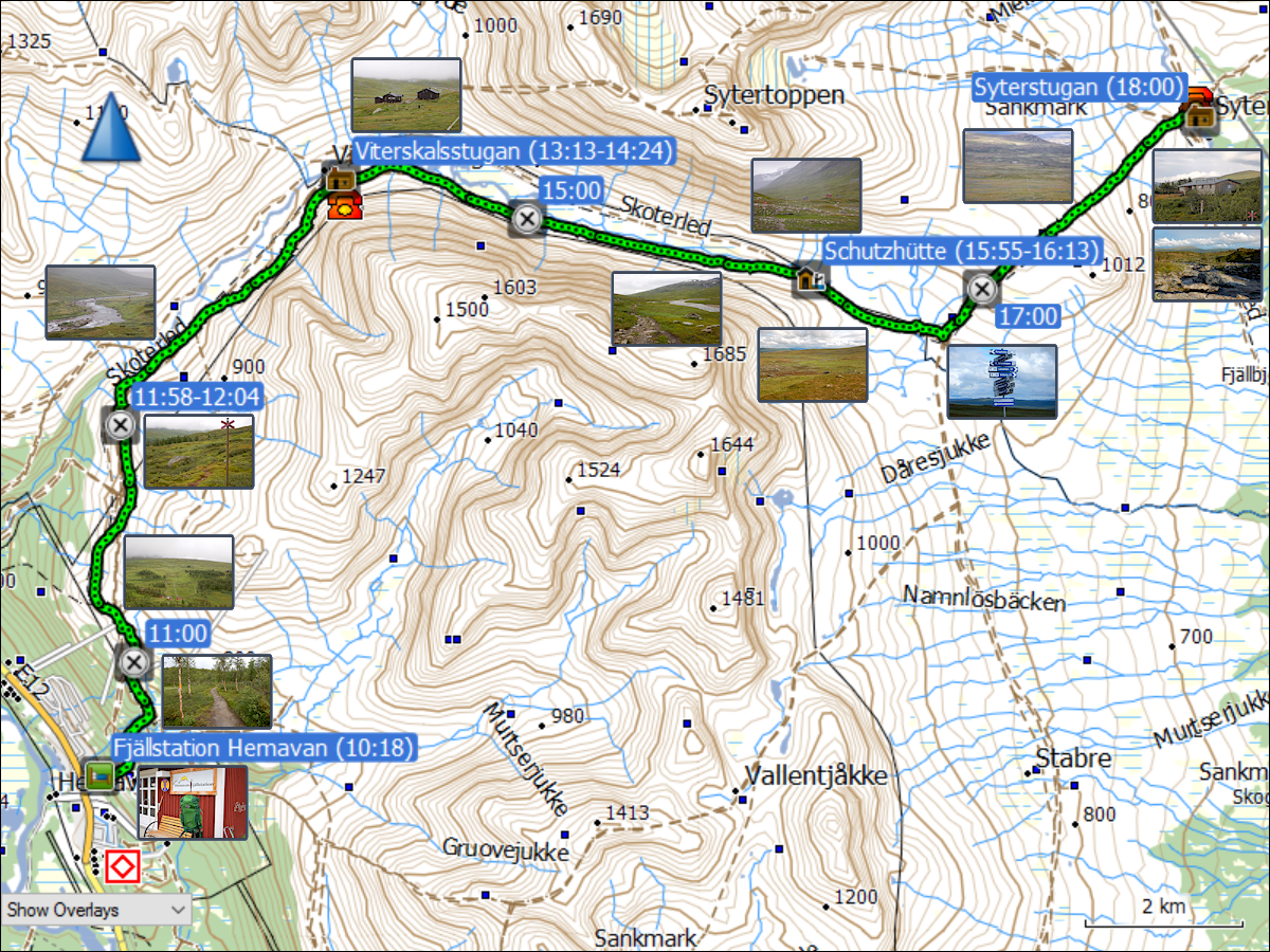 wegstrecke der wanderung von hemavan zur syterstugan