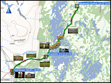 karten und hoehenprofil der wanderung von der syterstugan ueber die sieben bruecken beim suedlichen taernasjoen und zurueck
