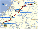 karte und hoehenprofil der fahrt von hemavan nach steinkjer