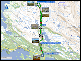 karten und hoehenprofile der fahrt von kallsedet nach anjan und zurueck sowie der wanderung von anjan richtung mansjoen und zurueck
