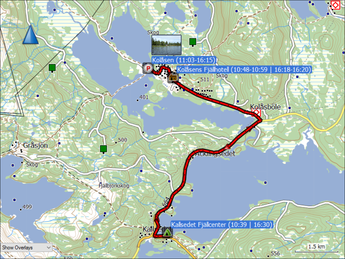 wegstrecke der fahrt von kallsedet nach kolasen und zurueck