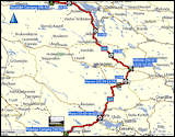karte und hoehenprofil der fahrt von halland via mora nach malung