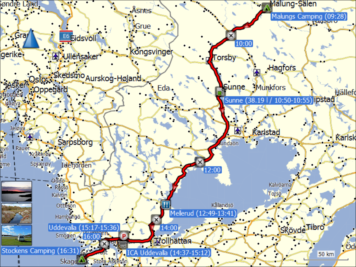wegstrecke der fahrt von malung nach stocken