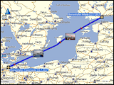 karte der ueberfahrt mit der faehre von travemuende nach helsinki