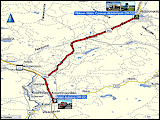 karte und hoehenprofil der fahrt von kolari nach aekaeslompolo sowie karte und hoehenprofil der wanderung von aekaeslompolo zum yllaestunturin und zurueck