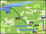 karte mit den fahrten in hetta sowie karte und hoehenprofil der wanderung zum pyhaejaervi