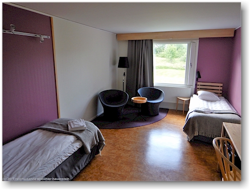 zweibettzimmer in der kabine auf dem campingplatz ripan in kiruna