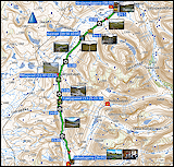 karte und hoehenprofil der wanderung von den alesjaurestugorna zu den saelkastugorna