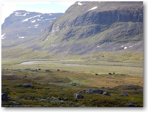 samensiedlung im tal des des tjaektjatjakka entlang des kungsleden zwischen den saelkastugorna und den singistugorna