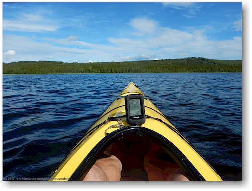 GPS auf retos kajak auf dem baksjoen bei vilhelmina